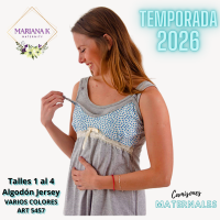 MARIANA K MATERNAL CAMISON ALGODON MUSCULOSA C/ESTAMPA Y BOTONES T1/4